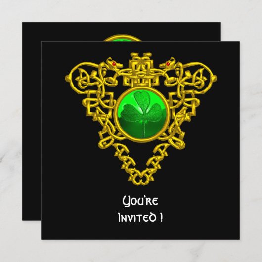 ZELLISCHES HERZ MIT KLEEBLATT ST PATRICK'S DAY PAR EINLADUNG (Vorne/Hinten)