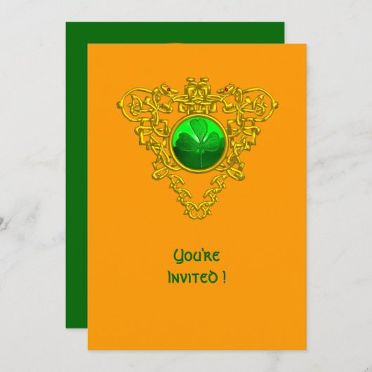 ZELLISCHES HERZ MIT KLEEBLATT ST PATRICK'S DAY PAR EINLADUNG (Vorne/Hinten)