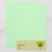 ZELLTIKHERZ, KLEEBLATT, Hellgrün Briefpapier (Vorne/Hinten)