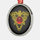ZELLTISCHES HERZ, Roter Ruby Ornament Aus Metall (Links)