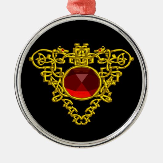 ZELLTISCHES HERZ, Roter Ruby Ornament Aus Metall (Vorne)