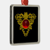 ZELLTISCHES HERZ, Roter Ruby Ornament Aus Metall (Rechts)