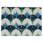 Zelluläre Art Deco Wald Feiertage Große Geschenktüte (Rückseite)