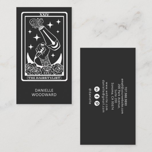 Zellularer Tarot-Friseur Anthrazitgrau Visitenkarte (Vorne/Hinten)