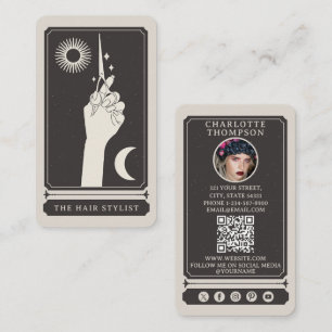 Zellulärer Tarot-Friseur Custom Foto Boho Visitenkarte