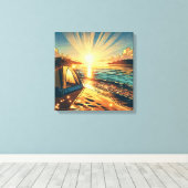 Zelt an einem Beach Camping Themed Leinwanddruck (Insitu (Holzboden))