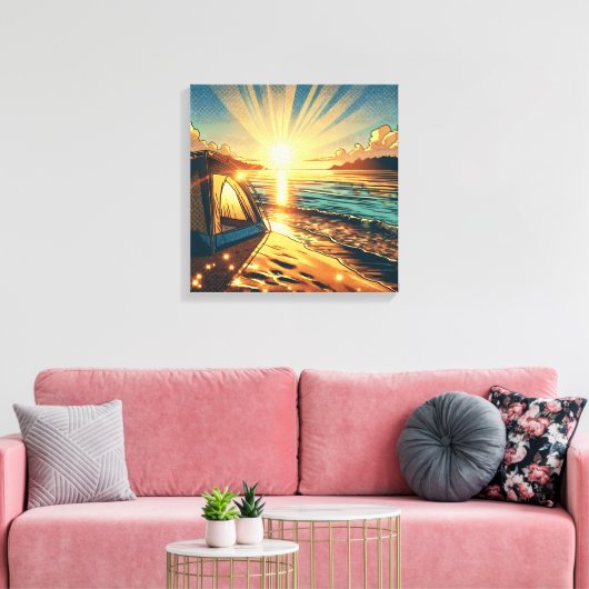 Zelt an einem Beach Camping Themed Leinwanddruck (Insitu (Wohnzimmer))