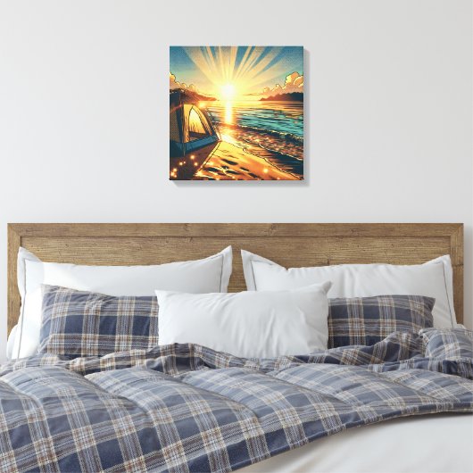 Zelt an einem Beach Camping Themed Leinwanddruck (Insitu (Schlafzimmer))