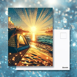 Zelt auf einem Beach-Camping Postkarte