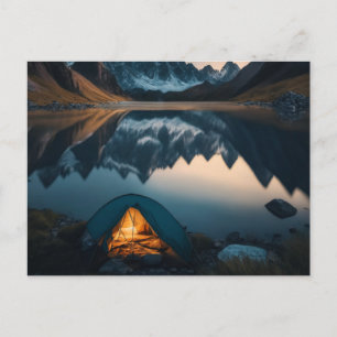 Zelt-, Berg- und Seecamping-Themenkunst Postkarte