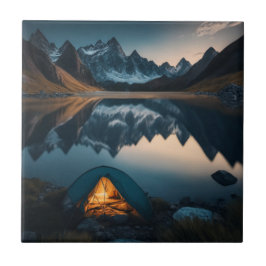 Zelt, Berge und Camping Themenwelt Kunst Fliese