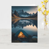 Zelt, Berge und Camping Themenwelt Kunst Karte (Gelbe Blume)