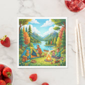 Zelt-Camping-Familienabenteuer Serviette (Beispiel)