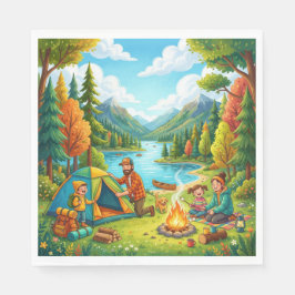 Zelt-Camping-Familienabenteuer Serviette