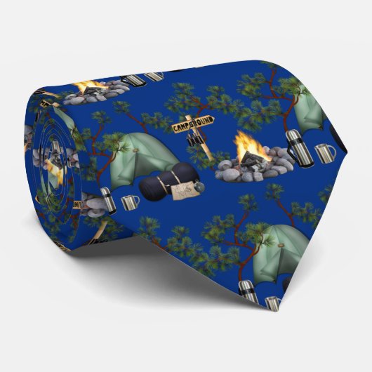 Zelt Camping Pattern Camper's Neck Tie Krawatte (Gerollt)