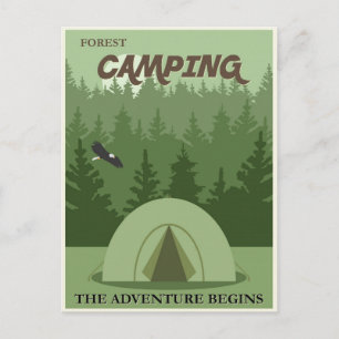 Zelt Camping Vintage Reiseplakat Postkarte