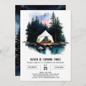 Zelt in den Wäldern Einladung zum Geburtstag (Vorne/Hinten)