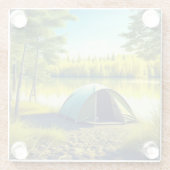 Zelt in einem schönen Wald am See Glasuntersetzer (Rückseite)