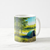 Zelt in einem schönen Wald am See Kaffeetasse (VorderseiteRechts)