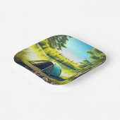 Zelt in einem schönen Wald am See Pappteller (Gewinkelt)