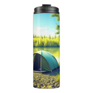 Zelt in einem schönen Wald am See Thermosbecher