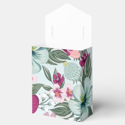 Zelt Paper Bevorzugung Box Tropische Blume auf Blu Geschenkschachtel (Geöffnet)
