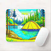 Zelt schweben auf dem Camping Themed Mousepad (Mit Mouse)