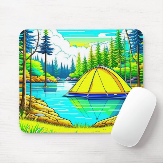 Zelt schweben auf dem Camping Themed Mousepad (Mit Mouse)