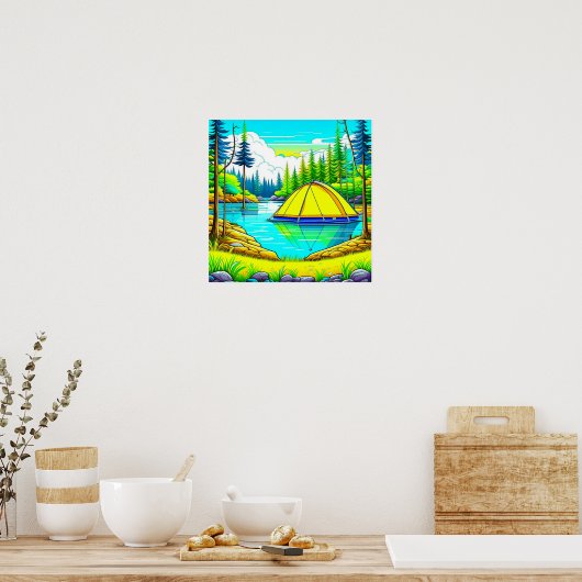 Zelt schweben auf dem Camping Themed Poster (Küche)