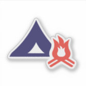 Zelt und Campfire Aufkleber (Vorderseite)