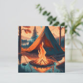 Zelt und Campfire Vintage Farben Kunst (Stehend Vorderseite)