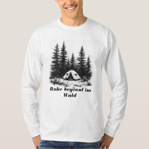 Zelt und Kiefern - Minimalist Outdoor-Szene T-Shirt