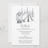 Zelt- und Laternenskizze - alles in einer Hochzeit Einladung (Rückseite)