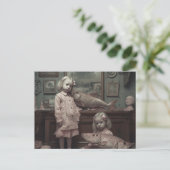 Zelte mit rosa Fisch Horror Kunst Postkarte (Stehend Vorderseite)