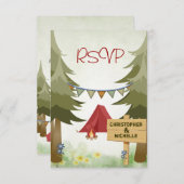 Zelte und Campfire Woodland Camping Wedding RSVP (Vorne/Hinten)