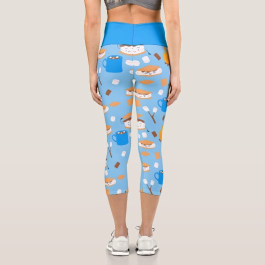 Zeltmarshmallow Schokoladenraucher blau Capri Leggings (Rückseite)