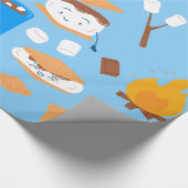 Zeltmarshmallow Schokoladenraucher blau Geschenkpapier (Ecke)