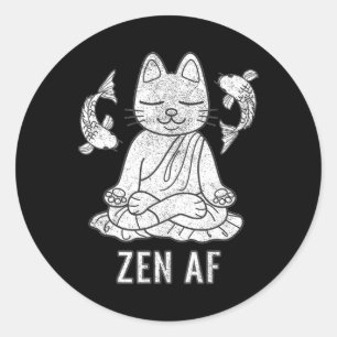 Zen Af Lustige Meditierende Katze Spirituelles Yog Runder Aufkleber
