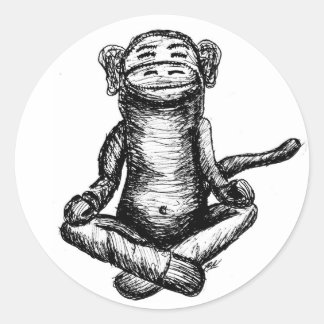 Zen-Affen2-Rundkleber Runder Aufkleber