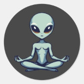 Zen Alien Runder Aufkleber (Vorderseite)
