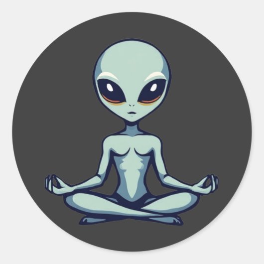 Zen Alien Runder Aufkleber (Vorderseite)