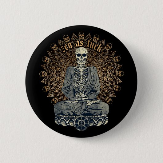 Zen als lustiger buddhistischer Yoga-Skelett-Medit Button (Vorderseite)