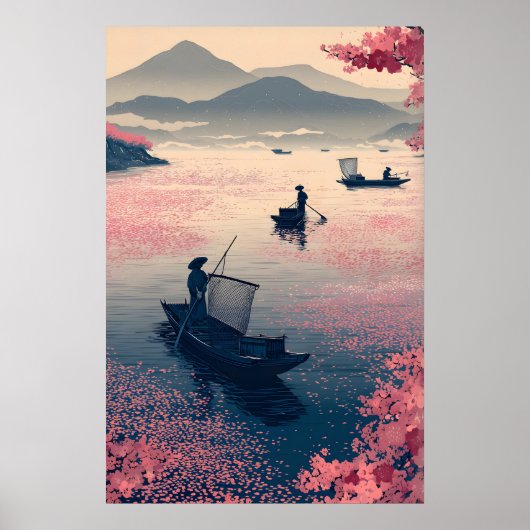 Zen-Angelmauerbild Ruhe Gewässerlandschaft mit Blü Poster (Vorne)