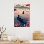Zen-Angelmauerbild Ruhe Gewässerlandschaft mit Blü Poster (Küche)