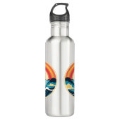 Zen Art Deco Sonnenuntergang über Wasser Edelstahlflasche (Vorderseite)