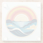 Zen Art Deco Sonnenuntergang über Wasser Glasuntersetzer (Rückseite)