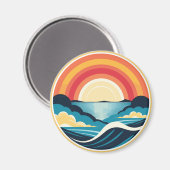 Zen Art Deco Sonnenuntergang über Wasser Magnet (Vorderseite/Rückseite)
