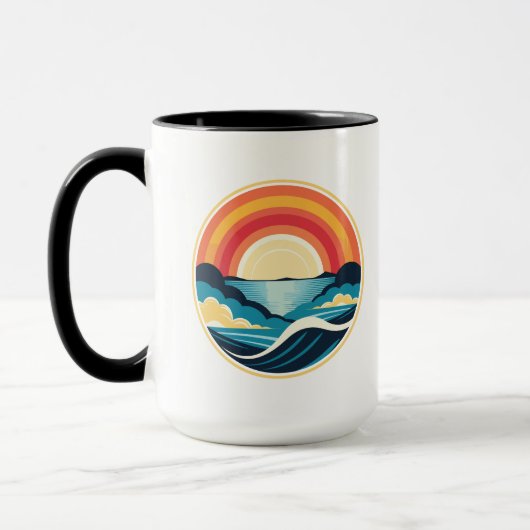 Zen Art Deco Sonnenuntergang über Wasser Tasse (Links)