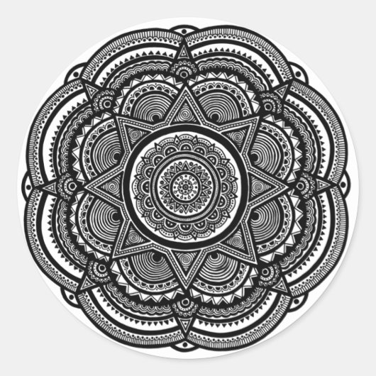 Zen Art Mandala Runder Aufkleber (Vorderseite)