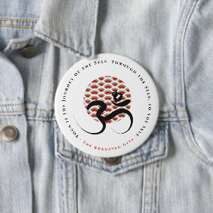 Zen Asian Red Sun Yoga Moderne Kalligraphie Om Om Button
